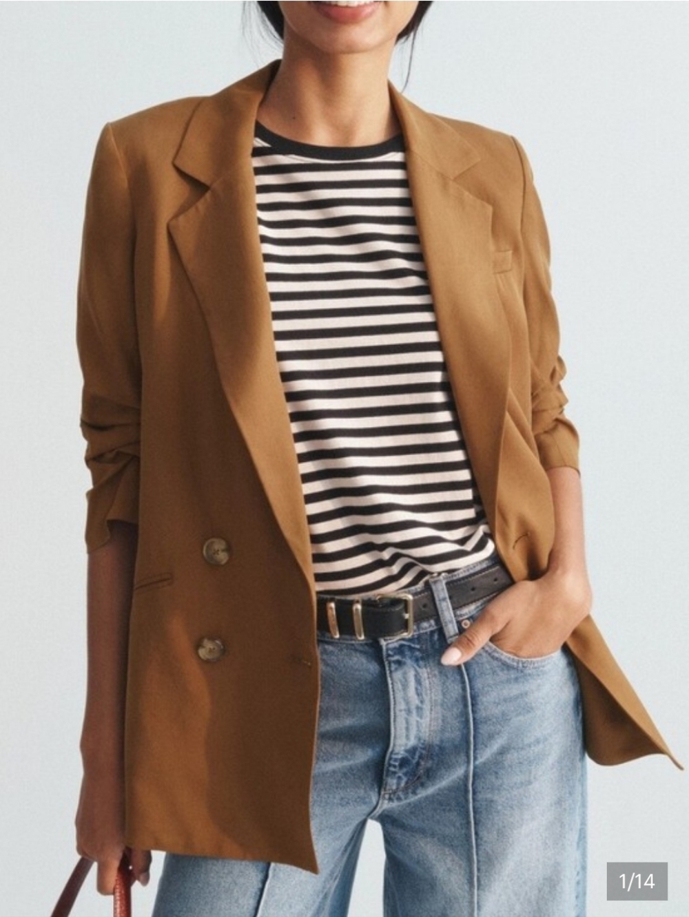 Veronica Beard Rupert Brown Double Breasted Dickey Jacket Blazer Size 20 Plus